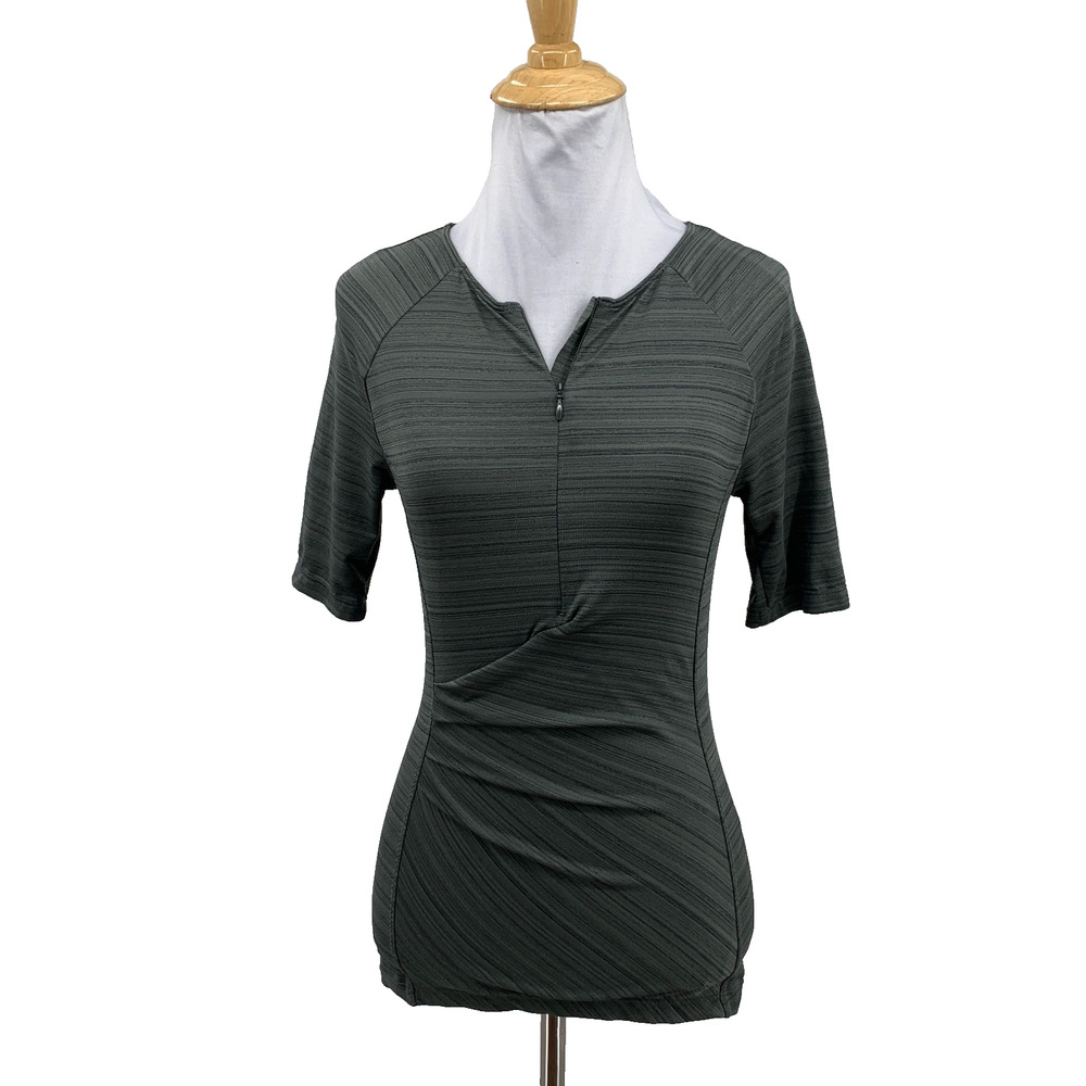 Athleta Top Womens XXS Graphite Pacifica Wrap Front Crossover Tee Raglan Sleeve